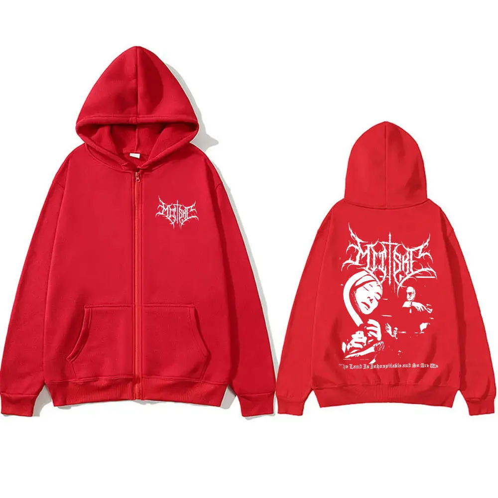 Singer Mitski Graphic Zipper Hoodie The Land Is Inhospitable and So Are We Hoodies Men Women Casual Loose Oversize Zip Up Jacket