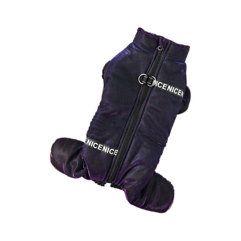 ملابس قطنية للكلاب معطف قطني سميك بأربعة أرجل يمكن سحبها لشتاء تيدي كلب صغير طويل الشعر بيشون صغير متوسط الحجم