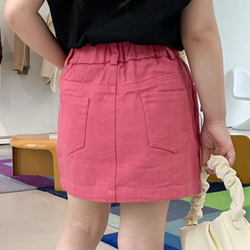 Children\'s Denim Short Skirt Summer New Japanese Korean Style Fashion Wrap Hip Skirt Versatile Casual Baby Girls\' Skirt