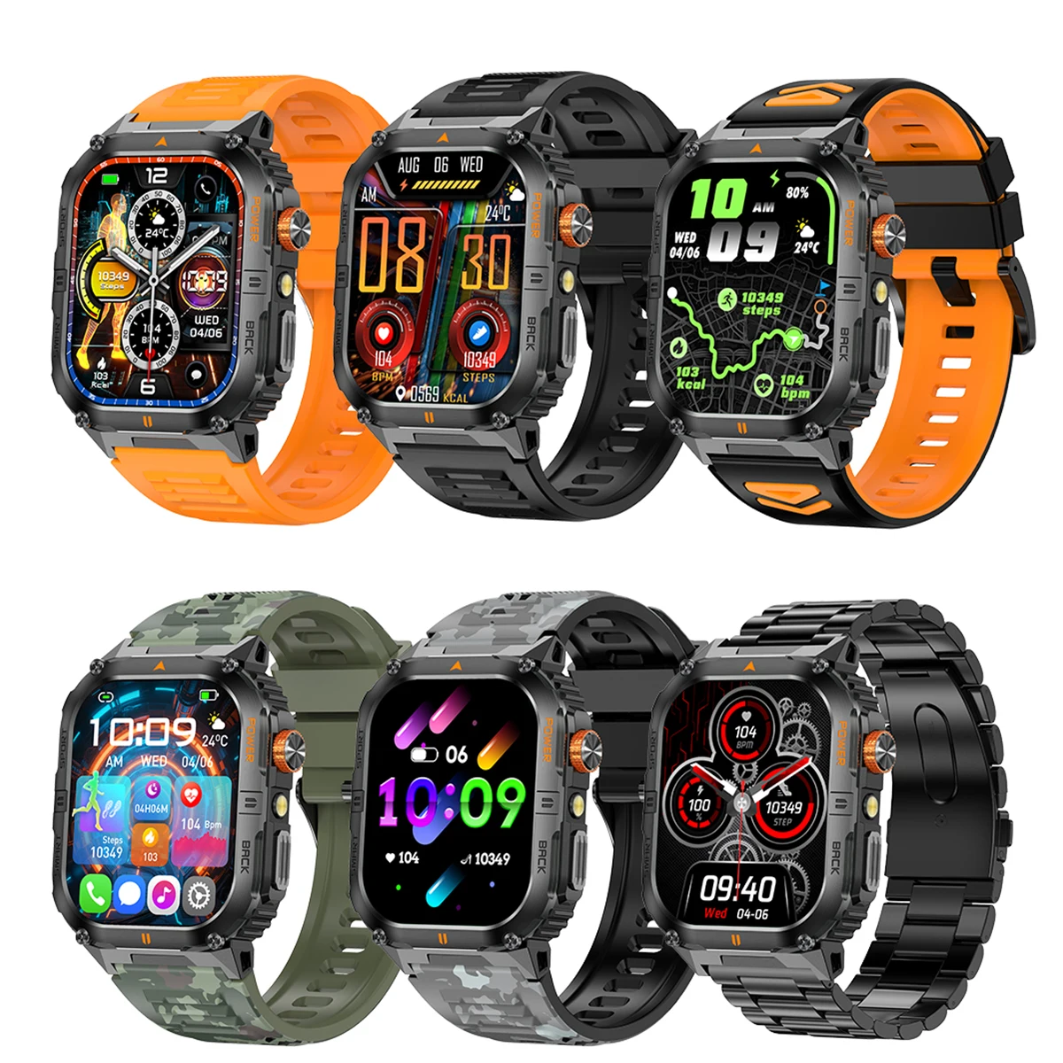 

1000mAh Large Battery 100+Sports Modes Smart Watch YK12 IP68 Waterproof 2.0" Screen Health Monitoring Bluetooth Call SmartWatch