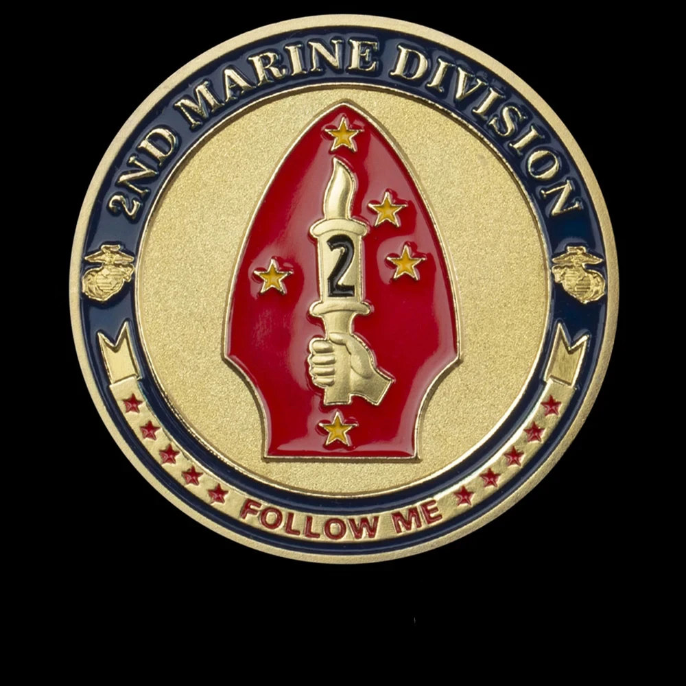 Follow Me Gold Plated 2nd Marine Division Souvenir Coin Military Fans Veteran Commemorative Coin Home Decor