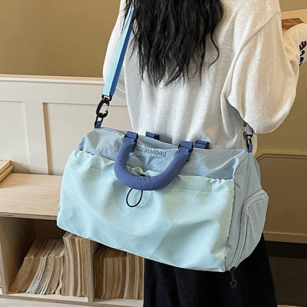 Large Capacity Travel Handbag Wear-resistant Multi Pocket Duffel Handheld Bag Adjustable Strap Durable Gym Tote Storage Bag