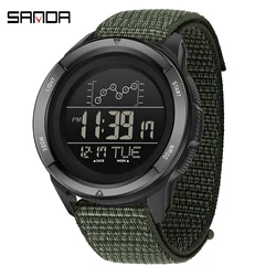 SANDA Electronic Watch Nylon Strap Digital Display Multifunctional Alarm Clock Student Watch Waterproof Military Sports Watch