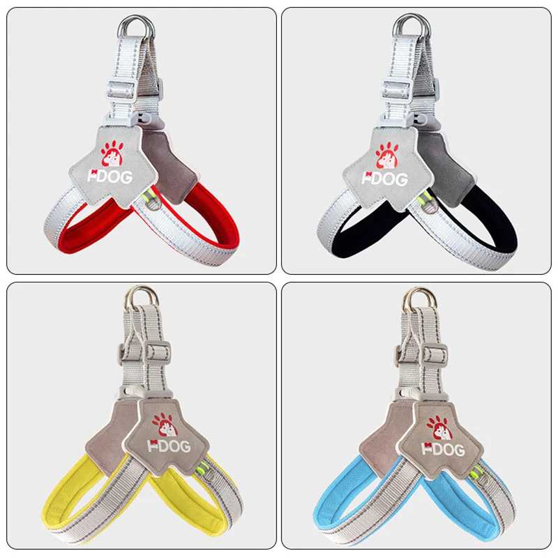Coleira para animais de estimação em forma de Y, cinta peitoral para cães, colete reflexivo ajustável, tipo à prova de explosão, coleira para caminhada de cães pequenos e médios