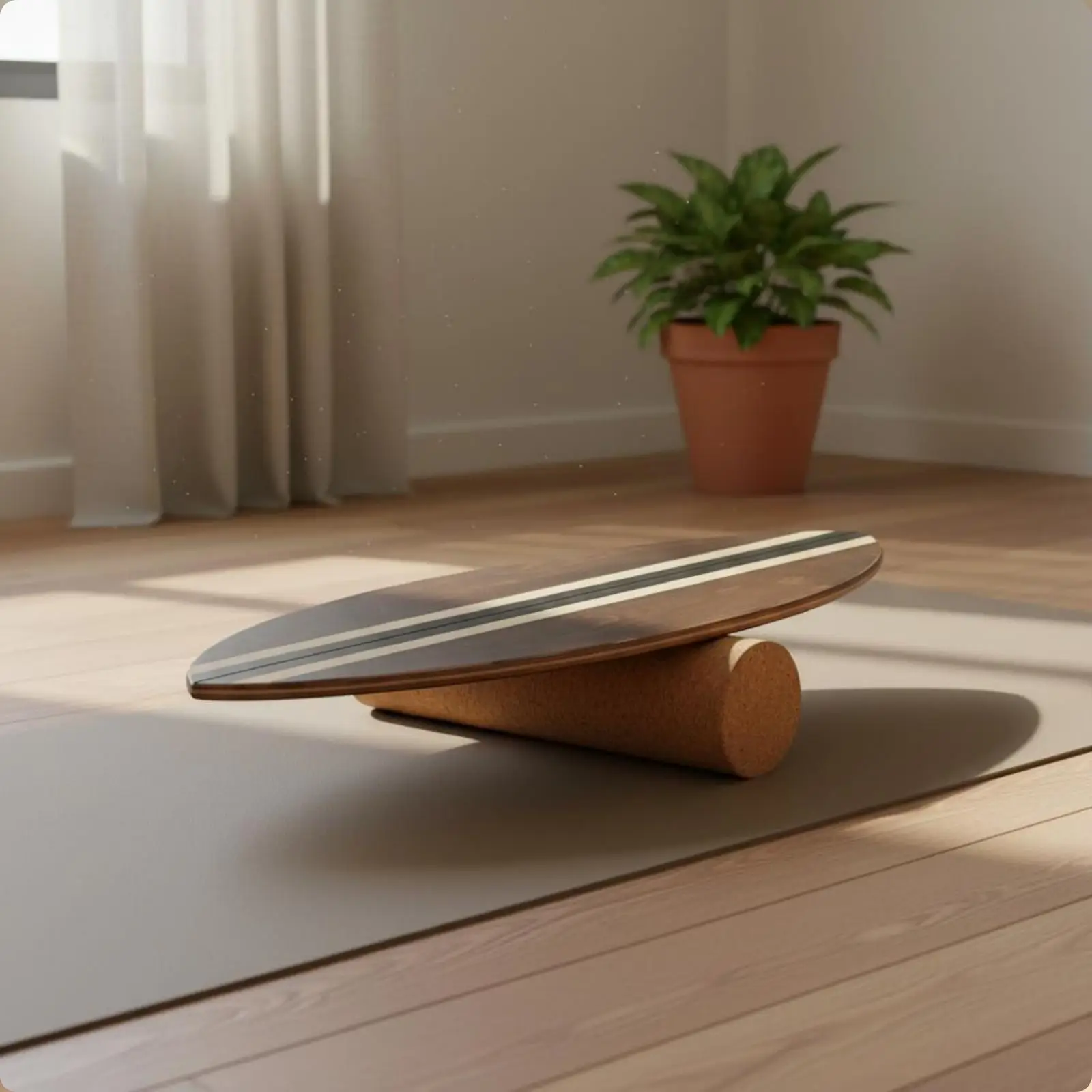 Wooden Balance Board Non-Slip Surface Fitness Gear 360 Degree Rotation