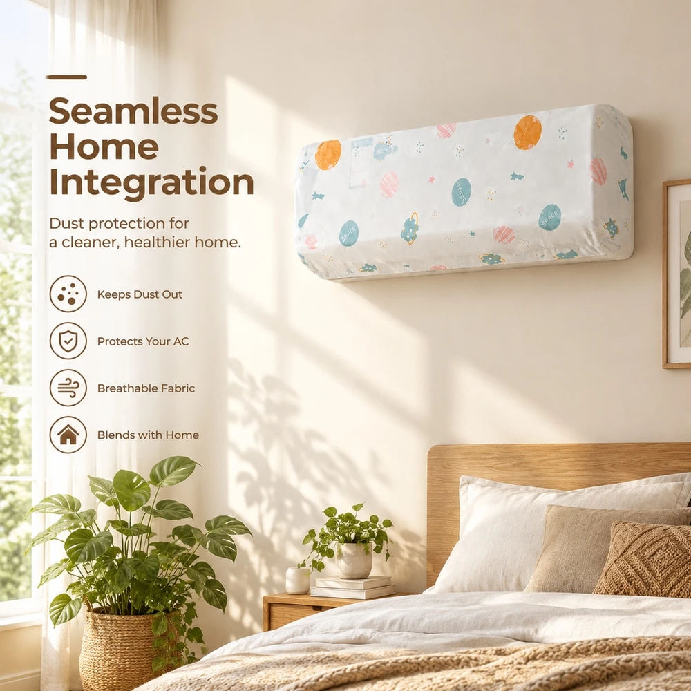 Wall Mount Air Conditioner Cover Dustproof Fabric Case for Bedroom Universal Fit Elastic AC Protector 90cm X 140cm