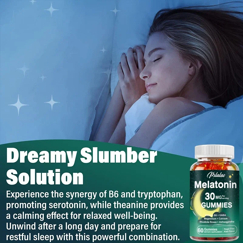 Melatonin Sleep Aid Gummies, Fall Asleep Faster, Sleep Longer, 2 Gummies Per Serving, Non-GMO