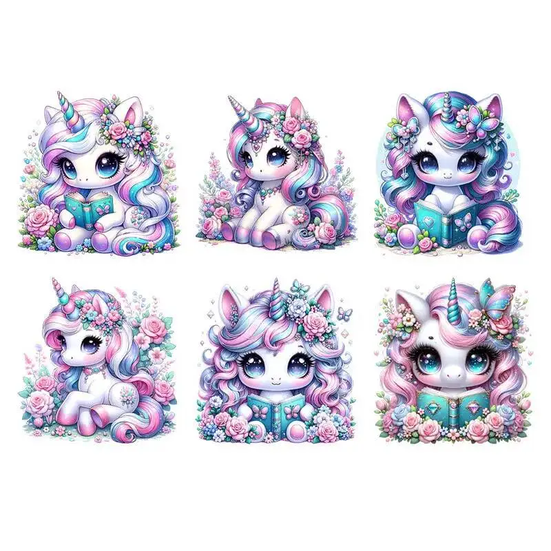 

15CM Cartoon Cute Unicorn Heat Transfer patch for clothing DIY children's printing, used for clothing ironing applications