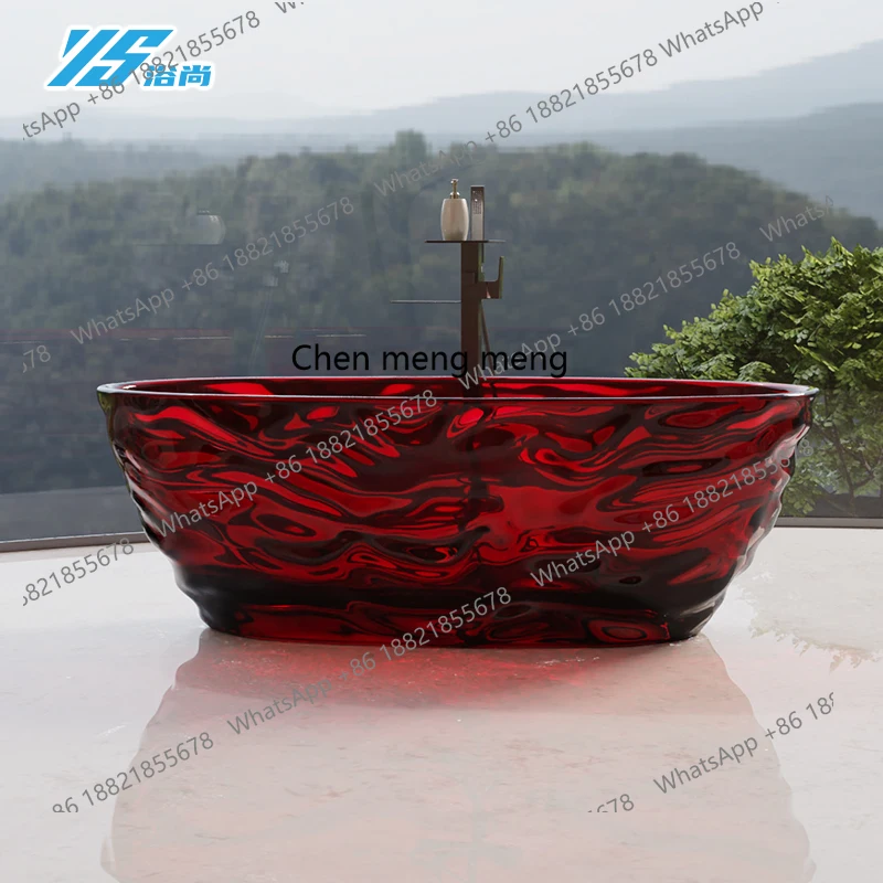 

Crystal transparent colored resin bathtub water ripple, integrated independent family bed and breakfast hotel