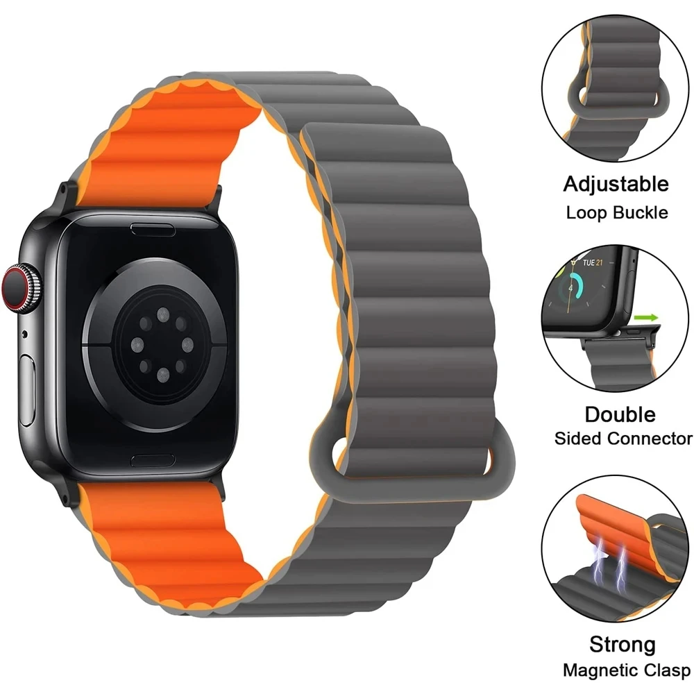 Magnetic Sports Band for Apple Watch Ultra 2 49mm 45mm 44mm 42mm 38 40 41mm Silicone Strap for IWatch Series Ultra 2 9 8 7 6 5 4