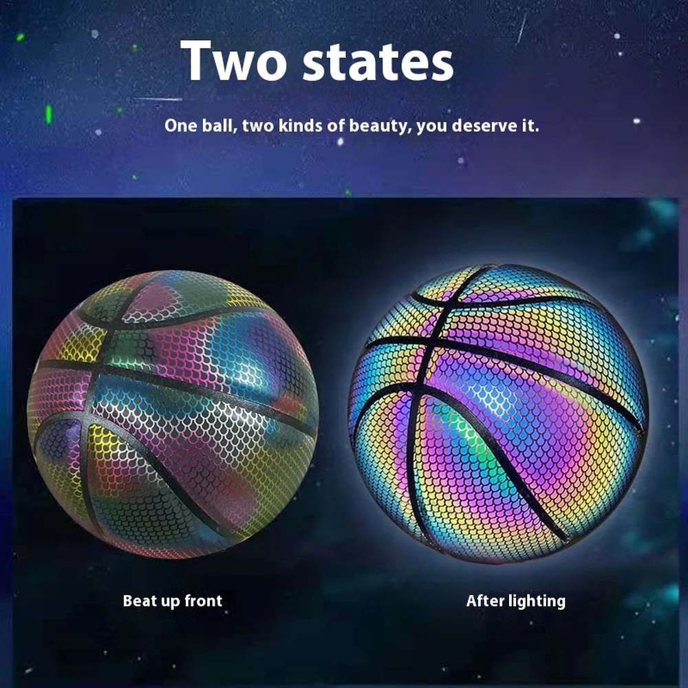 

Cross-Border Reflective Basketball Indoor And Outdoor Wear-Resistant Pu Luminous Cool Adult Children Luminous Basketball.