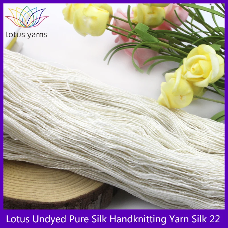 Undyed  Pure Silk Yarn HandKnitting Yarn silk 22  color nat white