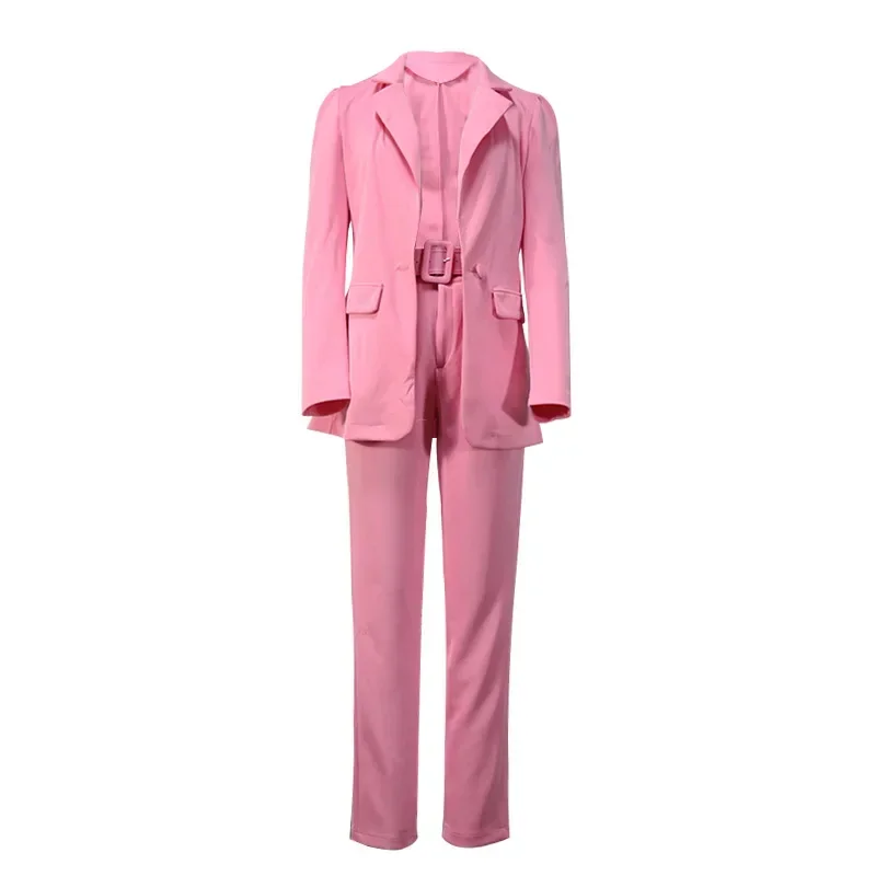 Women's Fashion Long Sleeve Suit Jacket Casual Wide Leg Pants Suit Office Lady Blazer Two Piece Set Womens Autumn Outifits