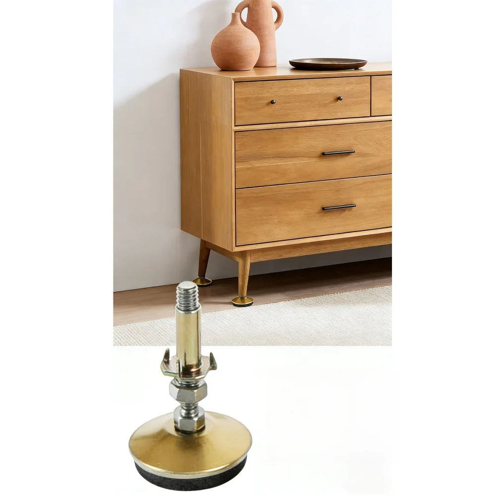 8pcs Gold Stainless Steel Furniture Legs Adjustable Height 7.5cm for For tables Chairs Desks Sofas with Plastic Floor Protectors
