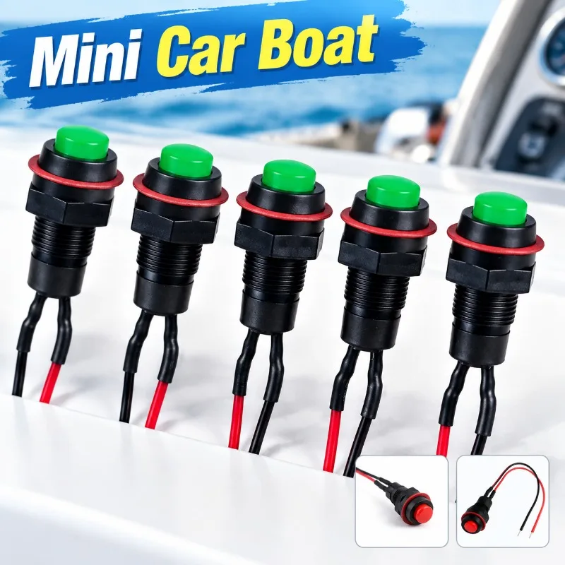 Mini Round Boat-shaped Rocker Actuator, Pre-wired Power Controller, Automobile Circuit Trigger, Vehicle Horn Regulator, Compact