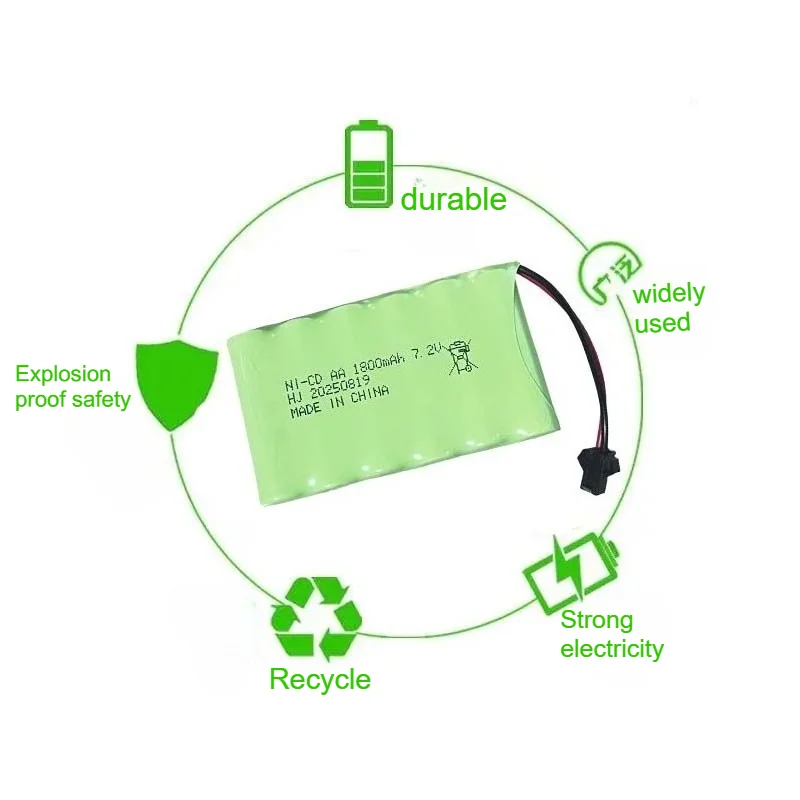 بطارية Ni-CD AA 7.2 فولت 1800 مللي أمبير في الساعة لألعاب RC والسيارات والقوارب والخزانات والروبوتات - بطارية قابلة لإعادة الشحن للتحكم عن بعد ذات سعة عالية #4