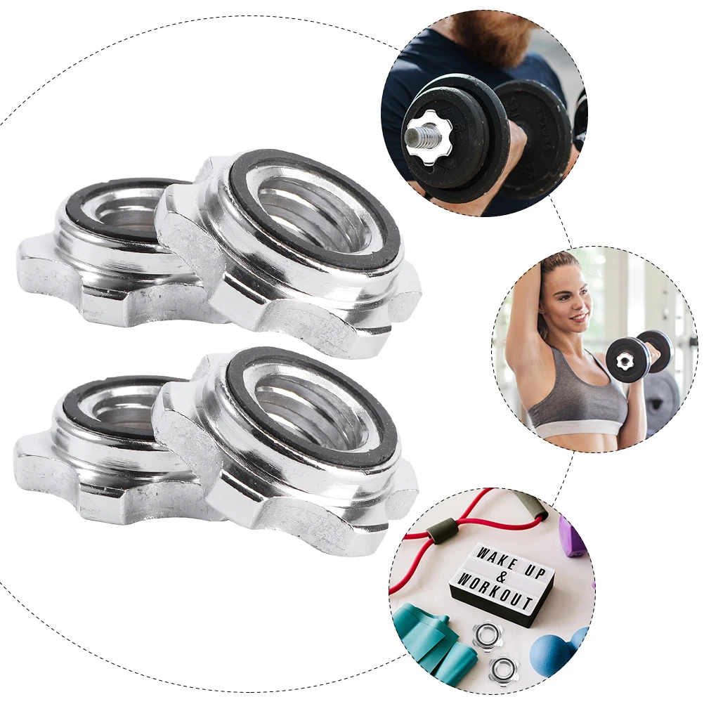 

4pcs Anti-slip Nuts Cast Iron Dumbbell Barbell Buckles Gym Home Workout Secure Position Easy Install Fitness Accessories