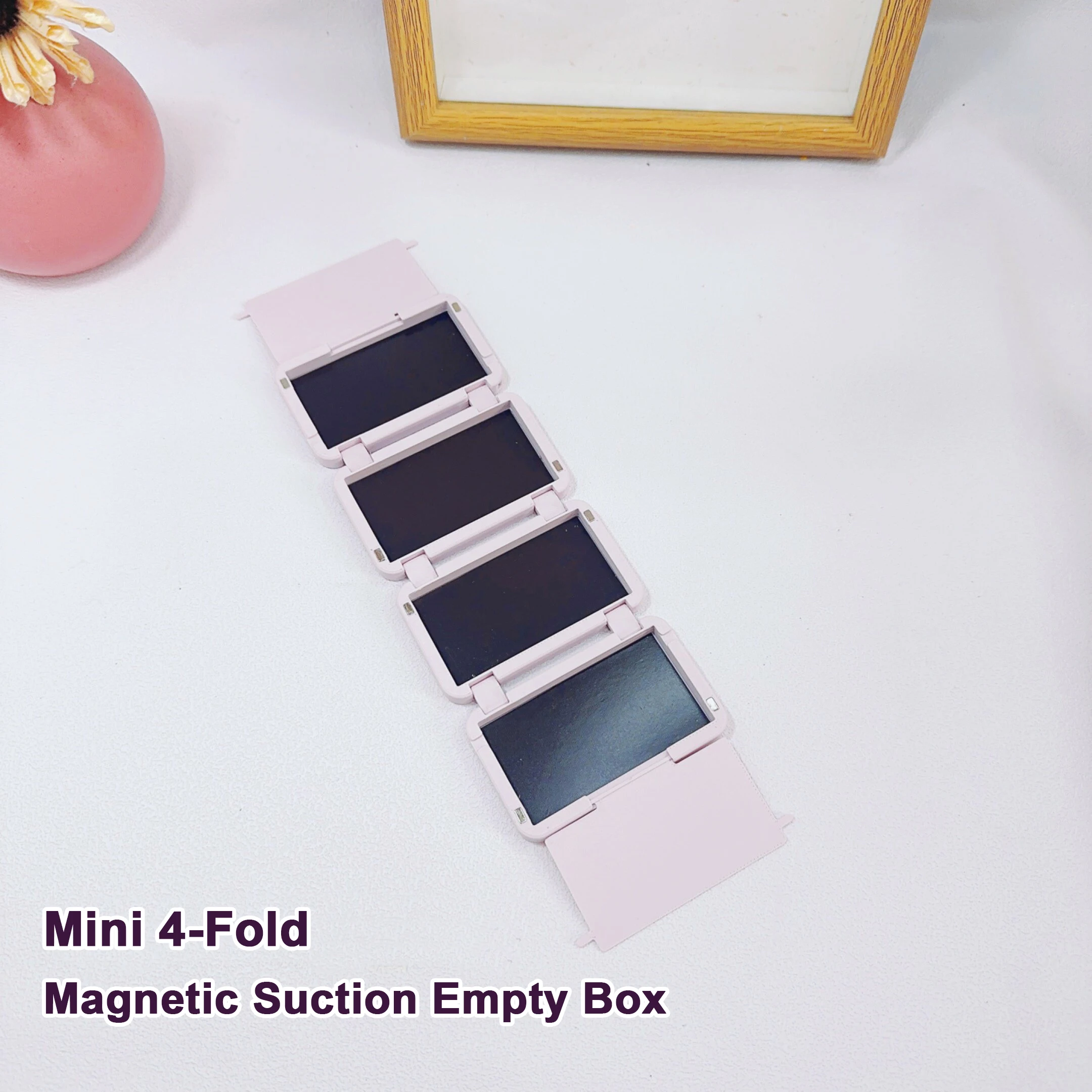 Mini 4 Fold Magnetic Cosmetic Disk Portable  Storage Box Multi Layer Makeup Self Assembling Eye Shadow Travel