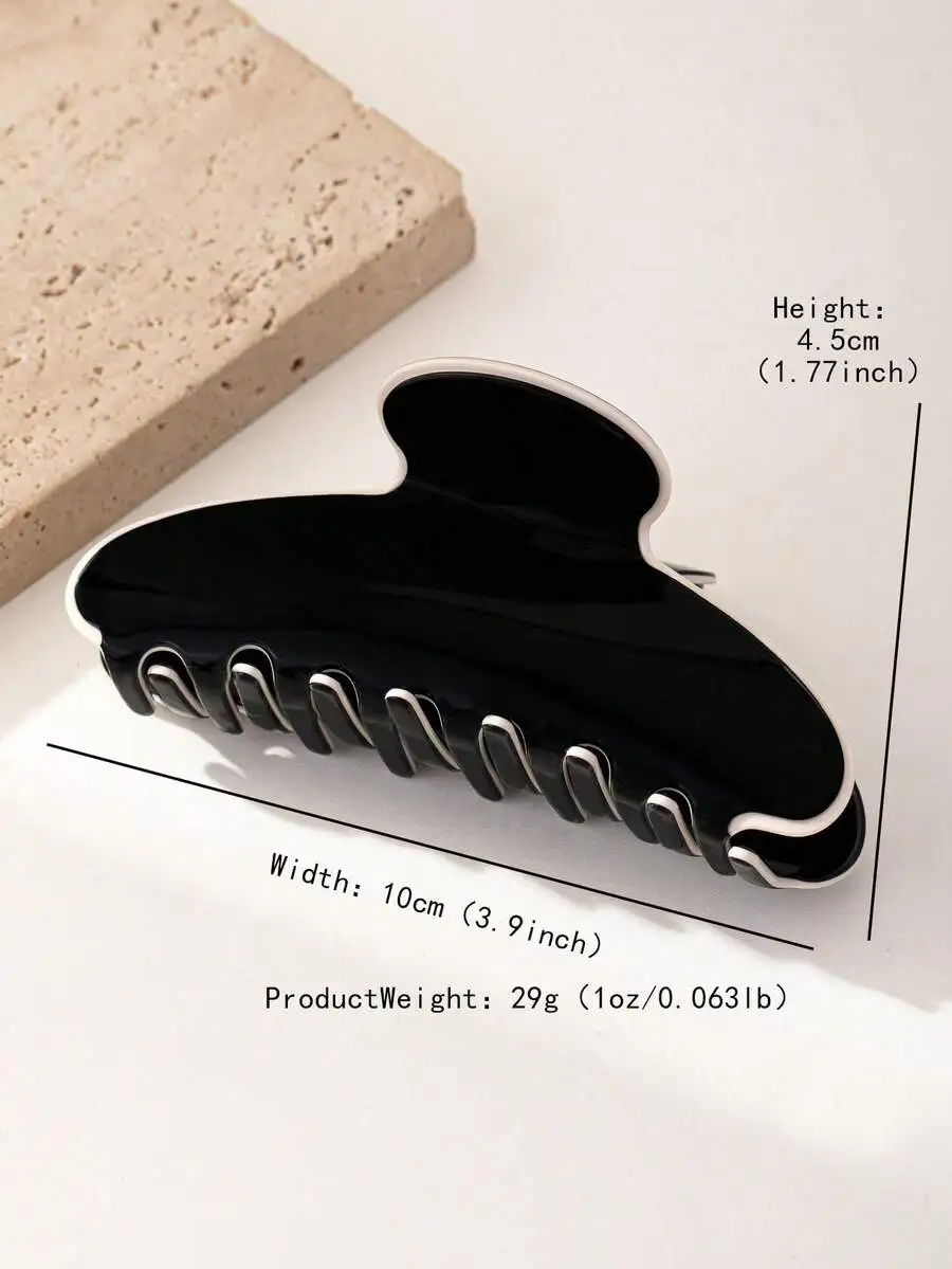 

Minimalist Black White Acetate Hair Claw Clip Medium Size Elegant Fashion Accessory