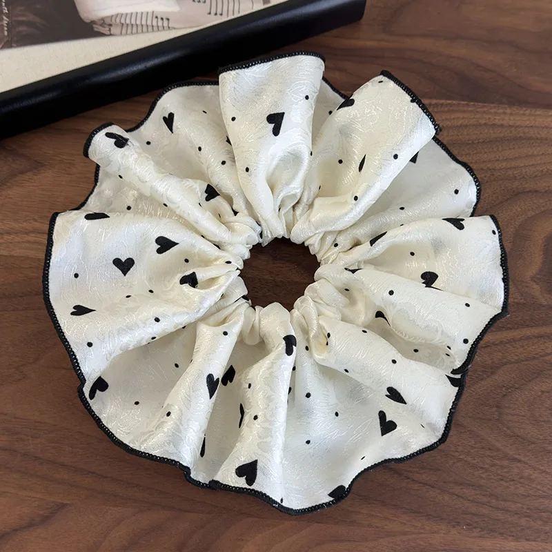 القلب طباعة مطاطا رباط شعر البولكا نقطة كبيرة الحجم Scrunchies ذيل حصان حامل شريط مطاطي النساء الشعر حبل التعادل إكسسوارات الشعر