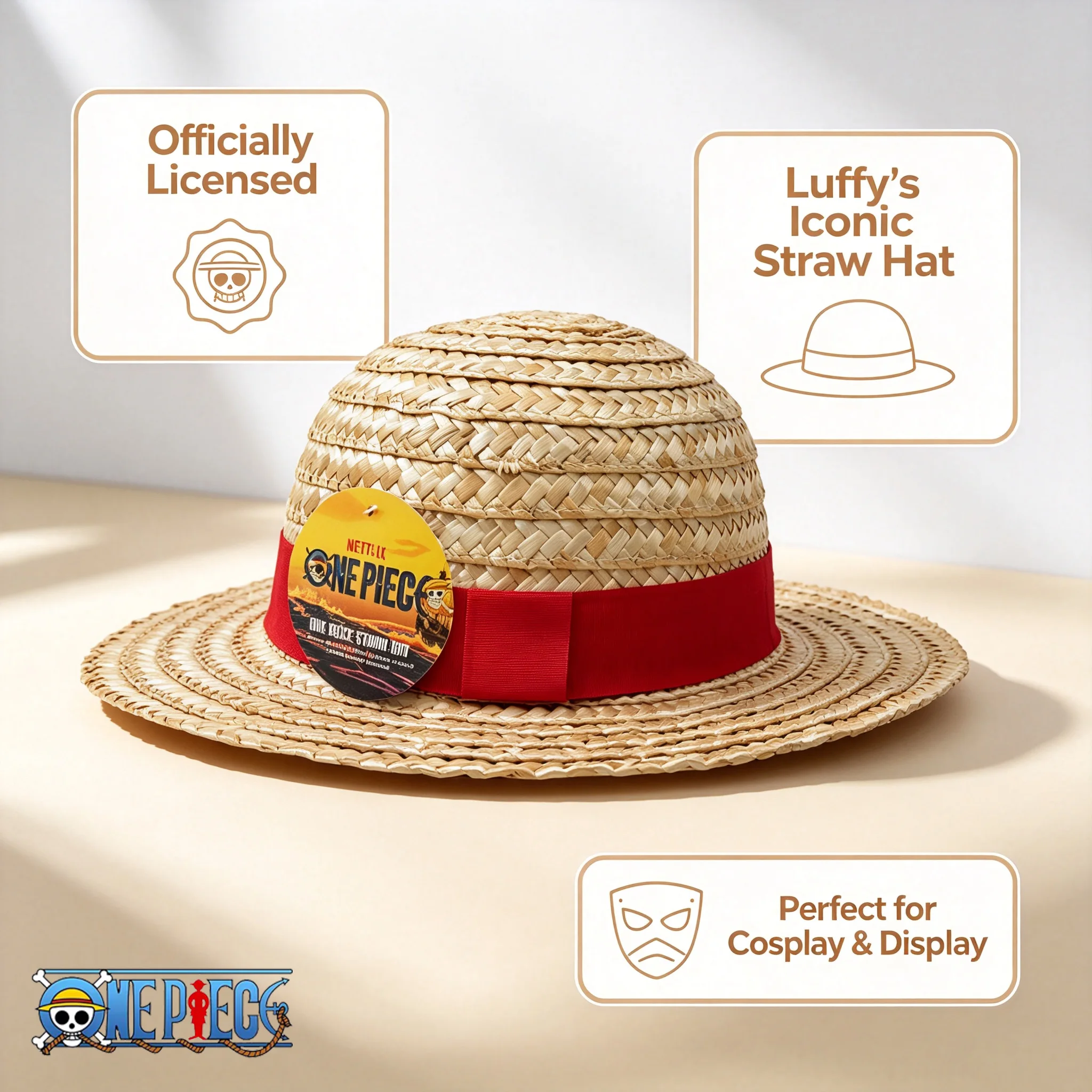 Anime Cosplay Netflix - 1 pièce Chapeau de paille Luffy