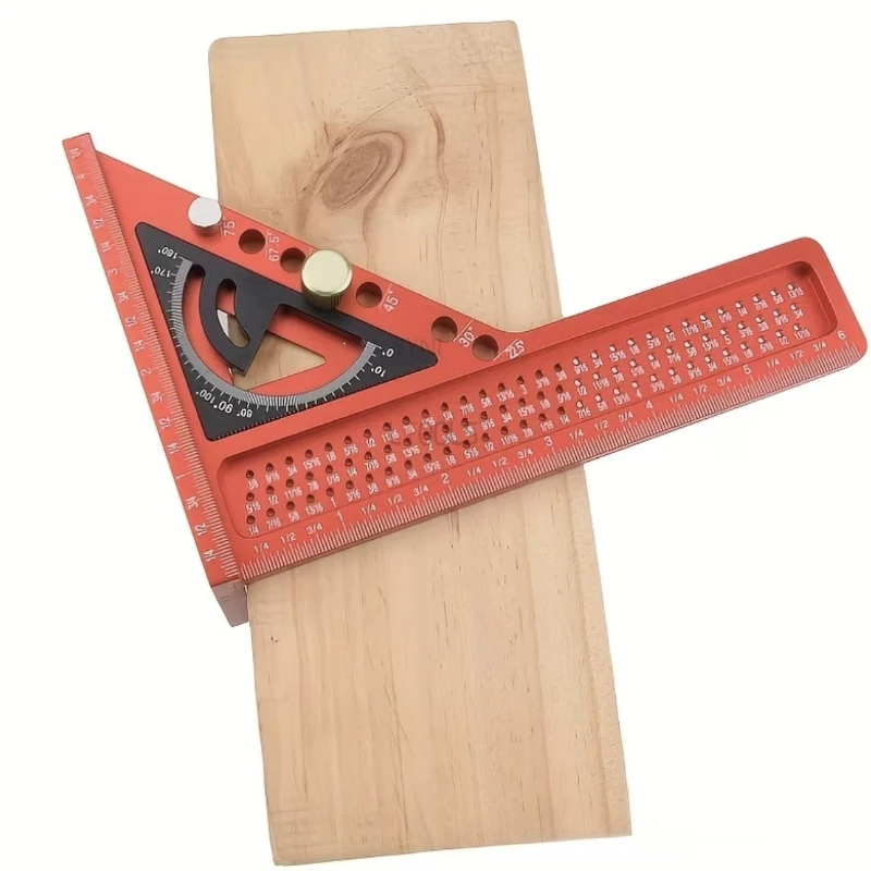 Aluminum Woodworking Hole Mark Ruler 45/90 Triangle Square Right Angle Position Locator Carpentry Auxiliary Measure Hand Tool