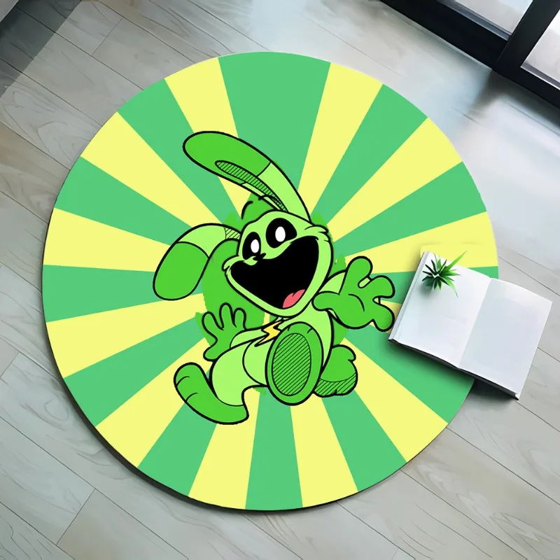 Sorridente Critters flanella tappetini rotondi Anime tappeti antiscivolo cartone animato soggiorno cucina tappeti da bagno decorazioni per la casa