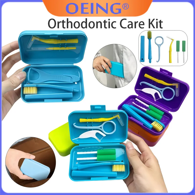 1Set Orthodontic Care Kit Travel Case: Clear Aligner Wax, Interdental Toothbrush, and Oral Care—All-in-One Solution