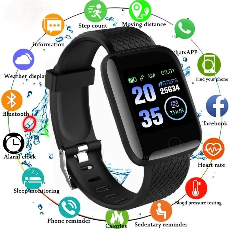 Multifunction Smart Watch Message Remind Music Control Sport Step Calories D13 Multicolor Smartwatch Alarm Clock 116Plus Unisex