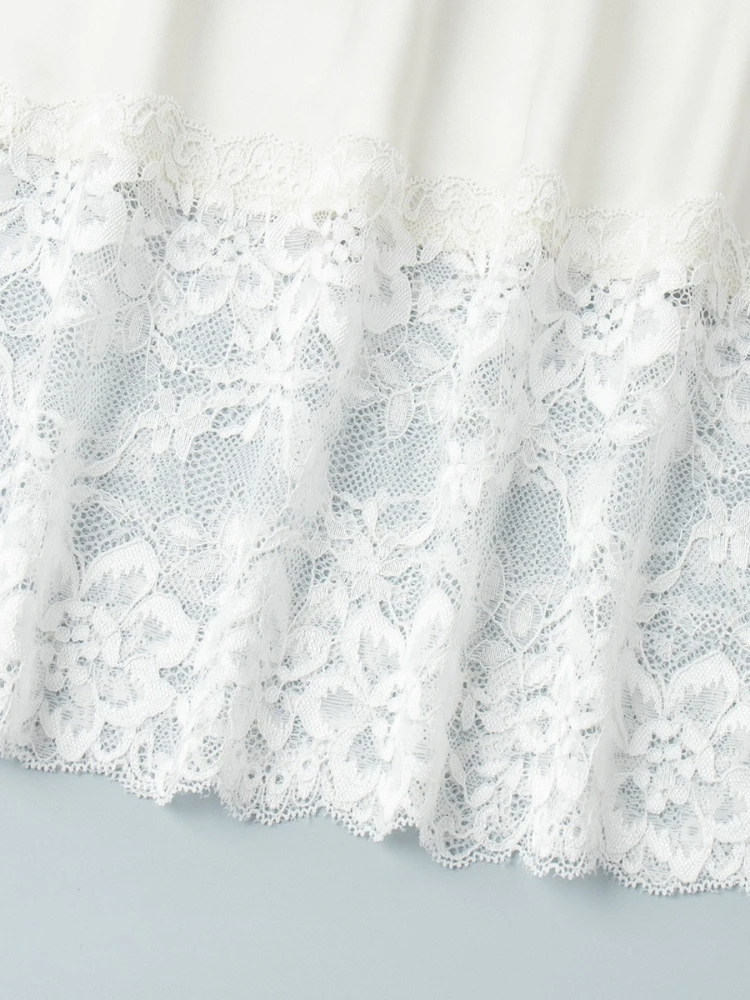 ملابس امرأة 2025 الخريف الدانتيل المرقعة التنانير الشارع الشهير Y2K الإناث منتصف العجل تنورة الساتان أنيقة الإناث عطلة فستان الحفلات