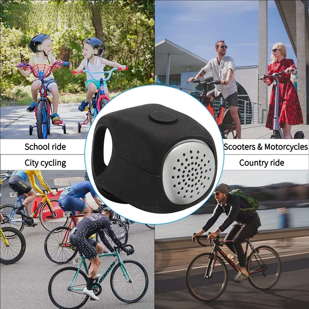 Sonnette de vélo électrique, klaxon de vélo, 3 modes sonores, klaxon d'avertissement de moto, cloches de guidon de cyclisme sur route vtt, cloche forte pour une conduite en toute sécurité