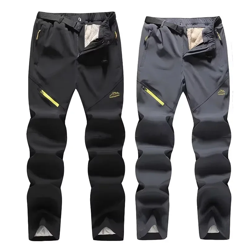

Men Ski Pants Winter Outdoor Windproof Waterproof Fleece Liner 2 in 1 Removable Snow Trousers Ski Snowboard Pants Brand