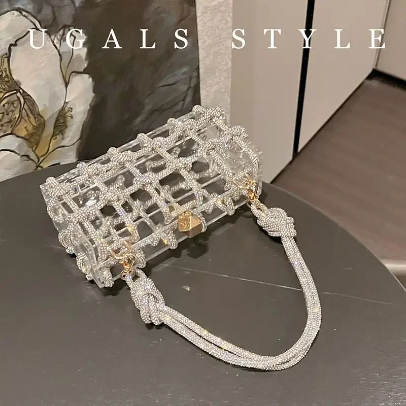 Sac à Main en Clip Scintillant de Style Français pour Femme, Sacoche de Soirée Élégante et à la Mode, Nouvelle Collection Printemps 2023