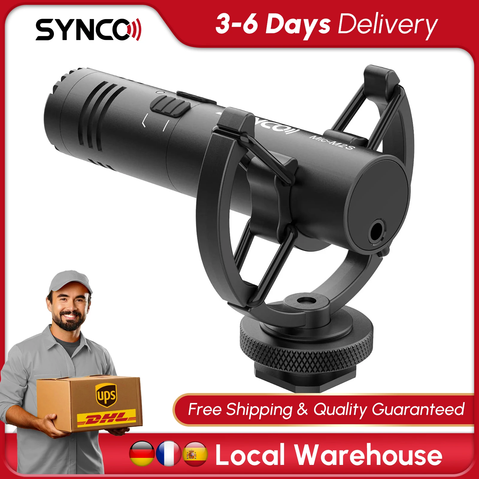 Image of 【EU-Lagerbestand】SYNCO M2S Kardioid-Kamera-Mikrofon, 3,5-mm-Richtmikrofon für DSLR-Telefon-Vlog-Aufnahmen