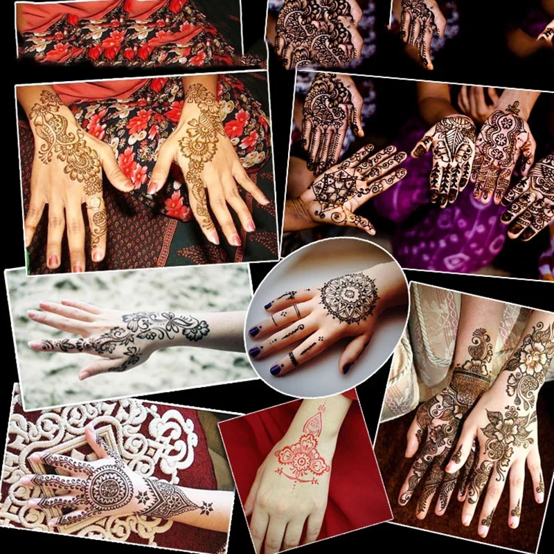 Temporary Tattoo Hollow Henna Palm Tattoo Stencil Professional Wedding Tool Hand Foot Body Art Sticker Tattoo Stencil Template