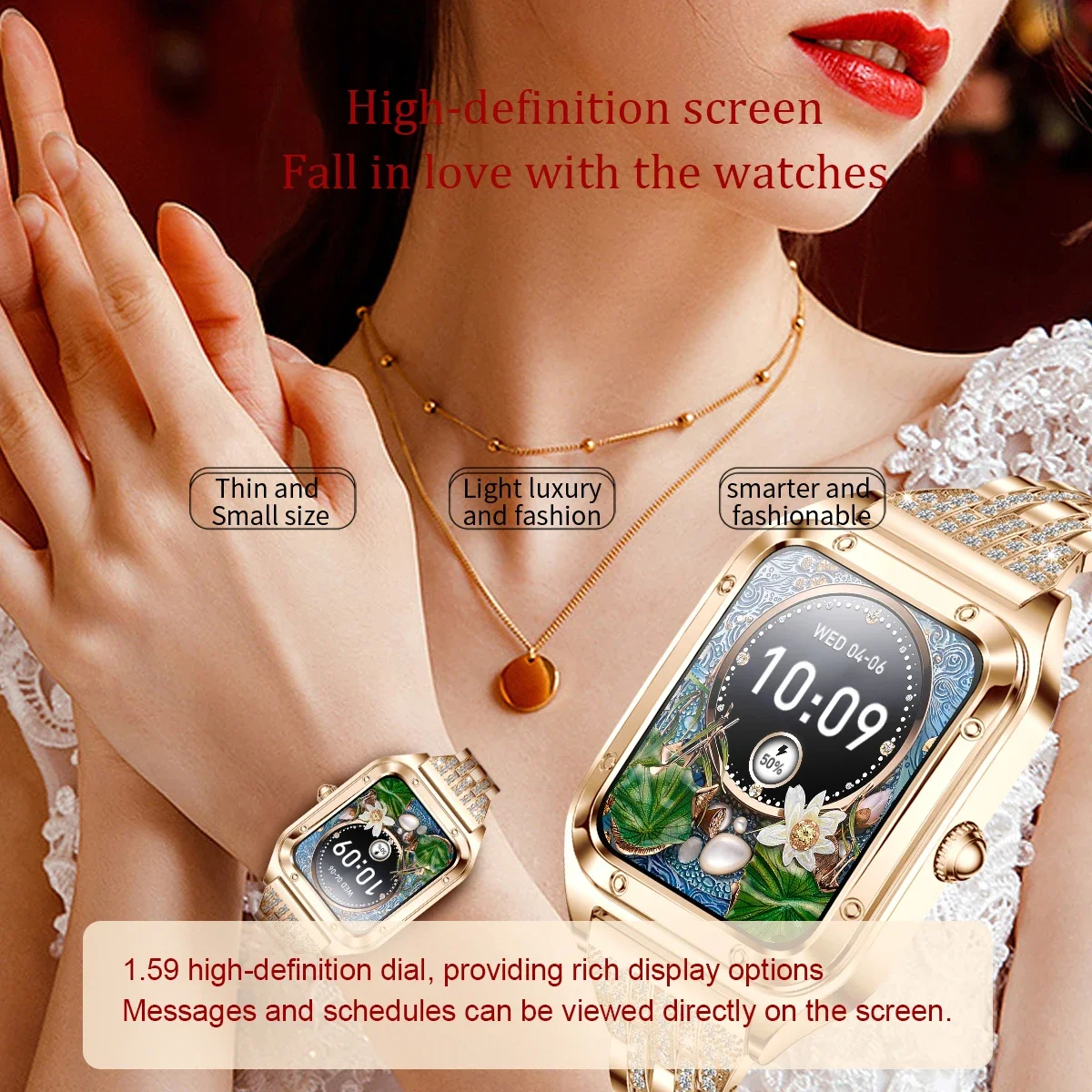 2024 New Smart Watch Ladies 1.57-inch HD Screen Health Fitness Tracker Voice Bluetooth Call Smartwatches Women For Huawei Xiaomi