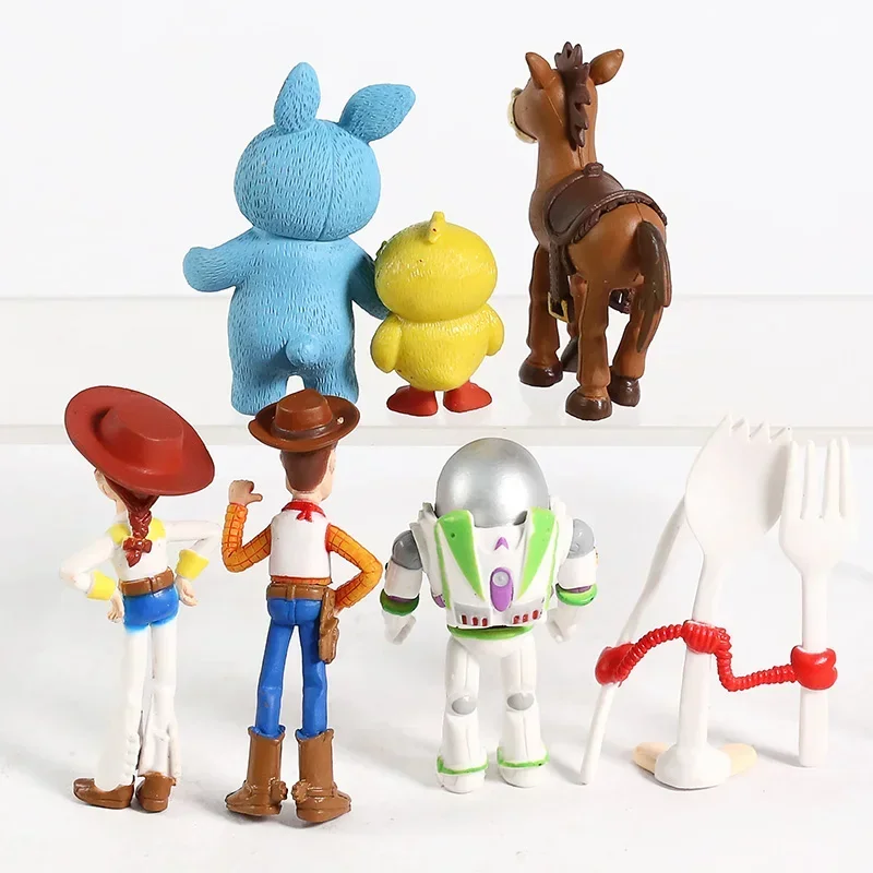 Disney 7pcs/set Toy Story 4 Woody Jessie Buzz Lightyear Bullseye Forky Ducky Bunny PVC Figures Kids Birthday Cake Decoration Toy