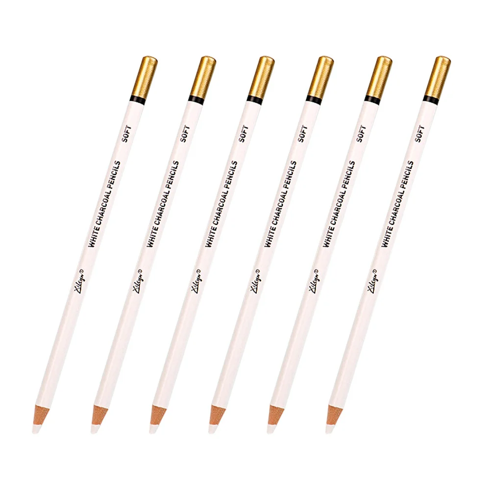 

6 Pcs Sketch Pencil White Charcoal Sketching Pencils Painting Highlighter Wooden Drawing