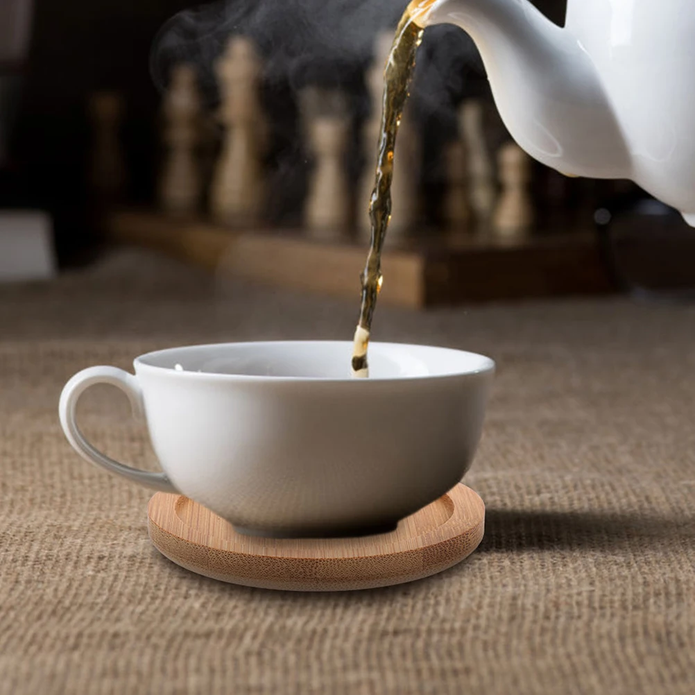 

12Pcs Bamboo Round Drink Coasters Heat Insulated Cup Pads Tea Ceremony Reusable Coffee Table Accessories Cup Coasters