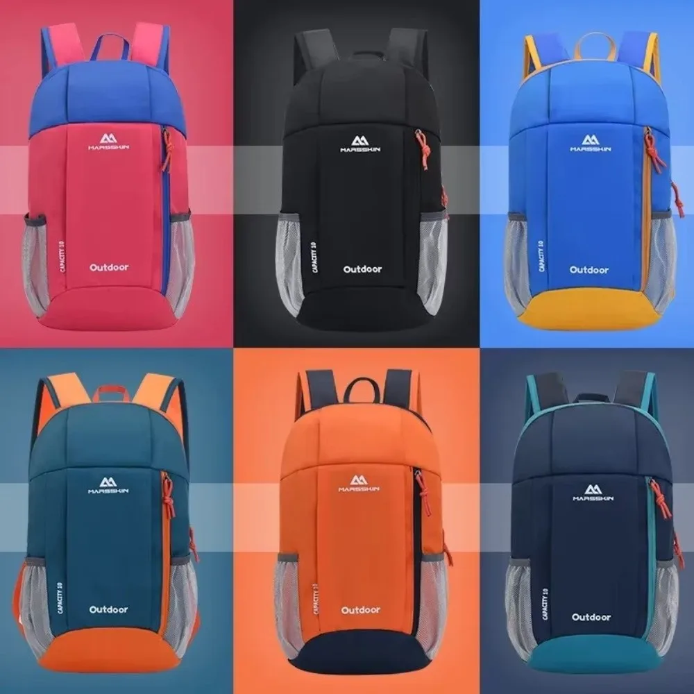 Durable 10L Climbing Backpack Waterproof Zipper Travel Bag Large Capacity Polyester Small Bookbag For Men Women
