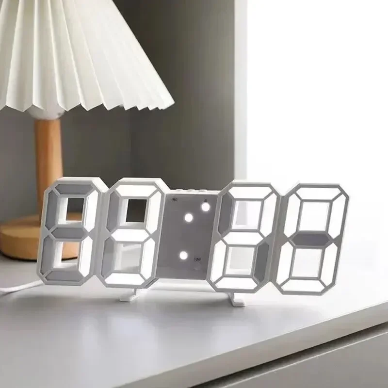 Mesa 3d led despertador data/temperatura para casa cozinha escritórios relógio decoração jardim relógios de parede vezes decoração digital