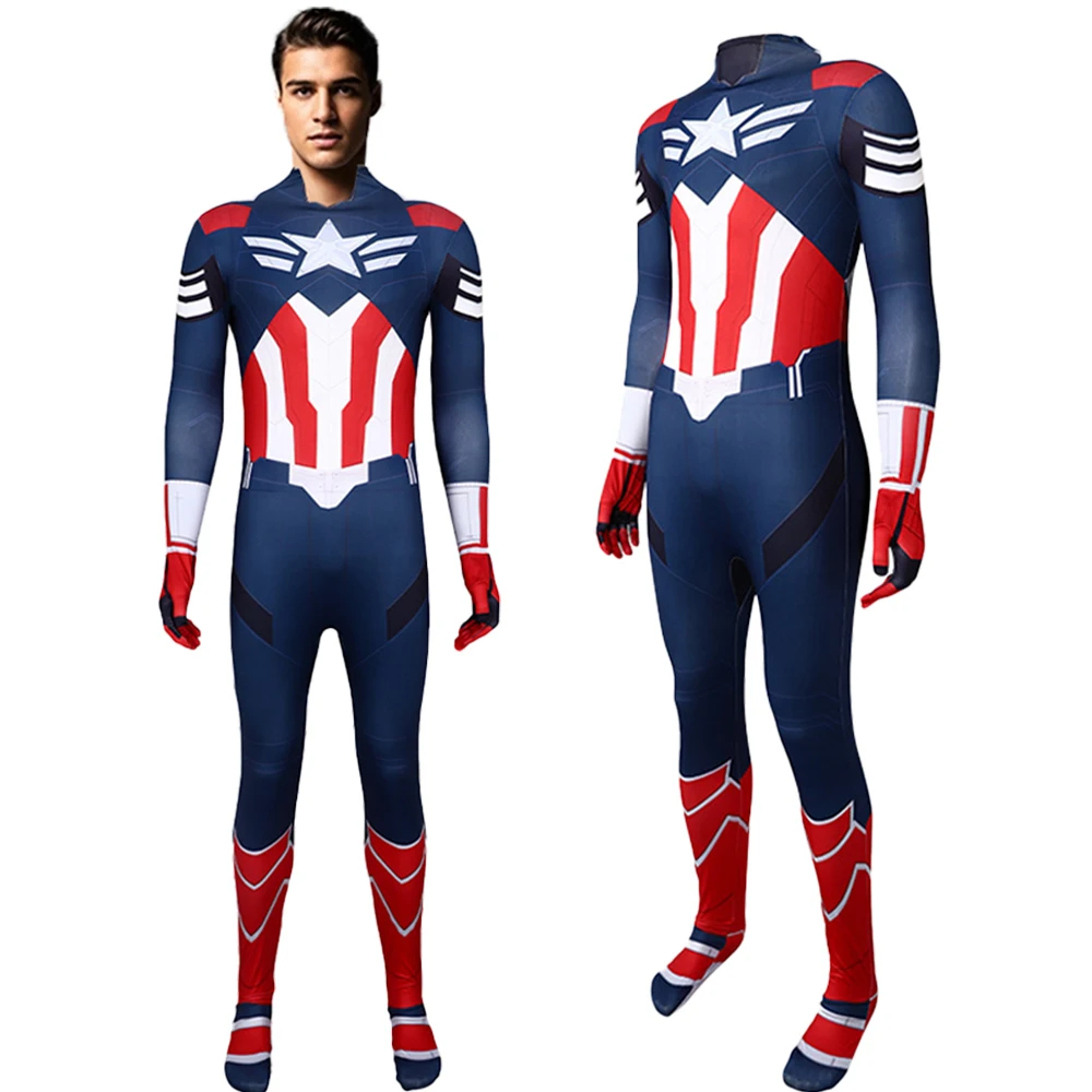 

Captain America Clothing Jumpsuit Superhero Cosplay Bodysuits Kids Adult Men Women Stage Performance Costumes Halloween Dress Up
