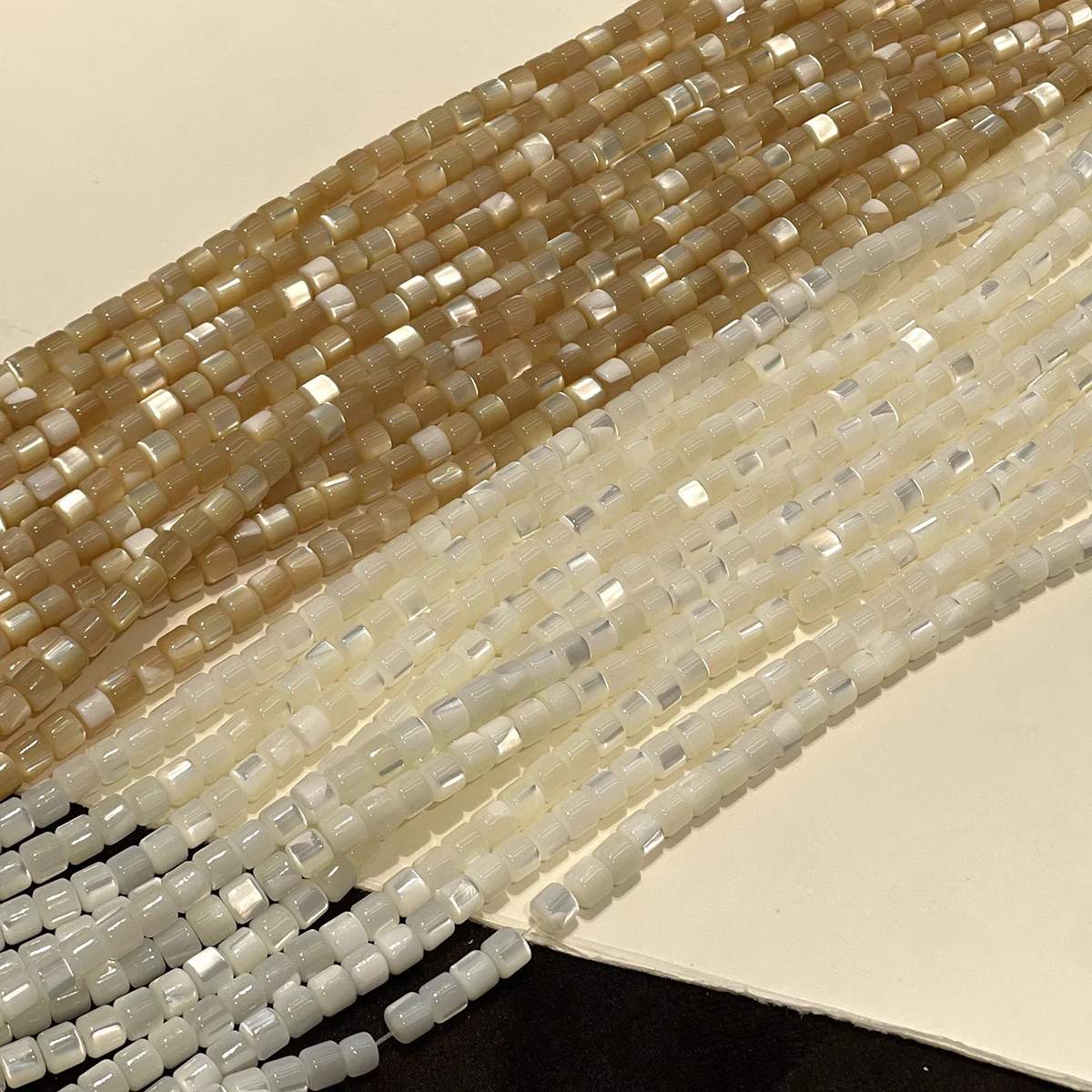 4mm Natural Shell Through-Hole Beads Round Tube-Shaped Beads for Jewelry Making Supplies DIY Necklaces Bracelets and Accessories