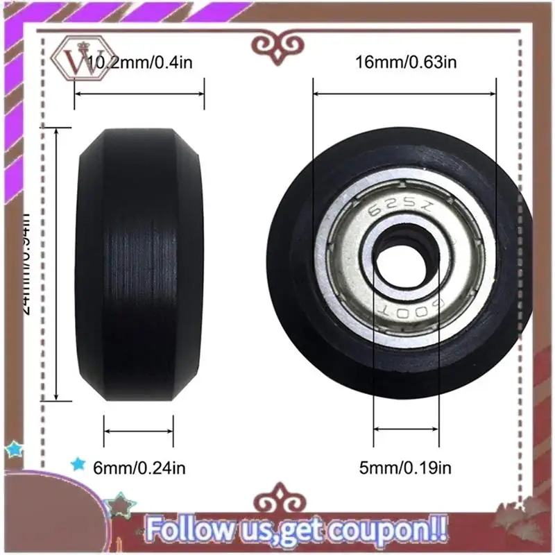 Latest 36 Pcs 625Zz Plastic Pulley Wheels With Bearings Gear For 3D Printer Compatible With CR-10 / CR-10S / CNC Router Hybrid