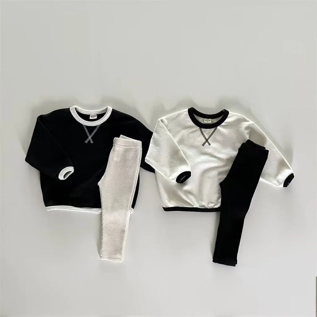 2024 Autumn New Baby Long Sleeve Casual Sweatshirt Letter X Embroidery Sweatshirt For Boys Girls Cotton Tops Toddler Pullover