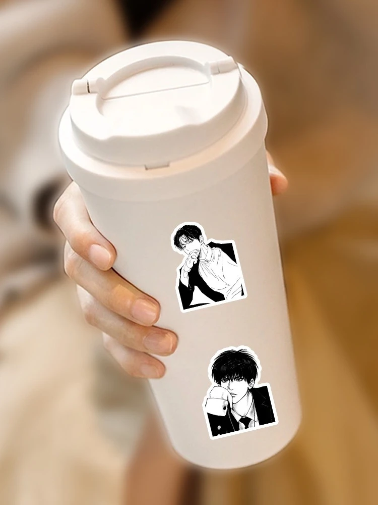 AliExpress 60PCS Anime Black and White Handsome Guy Stickers for Helmet Bicycle Hand Account Pencil Case Decals