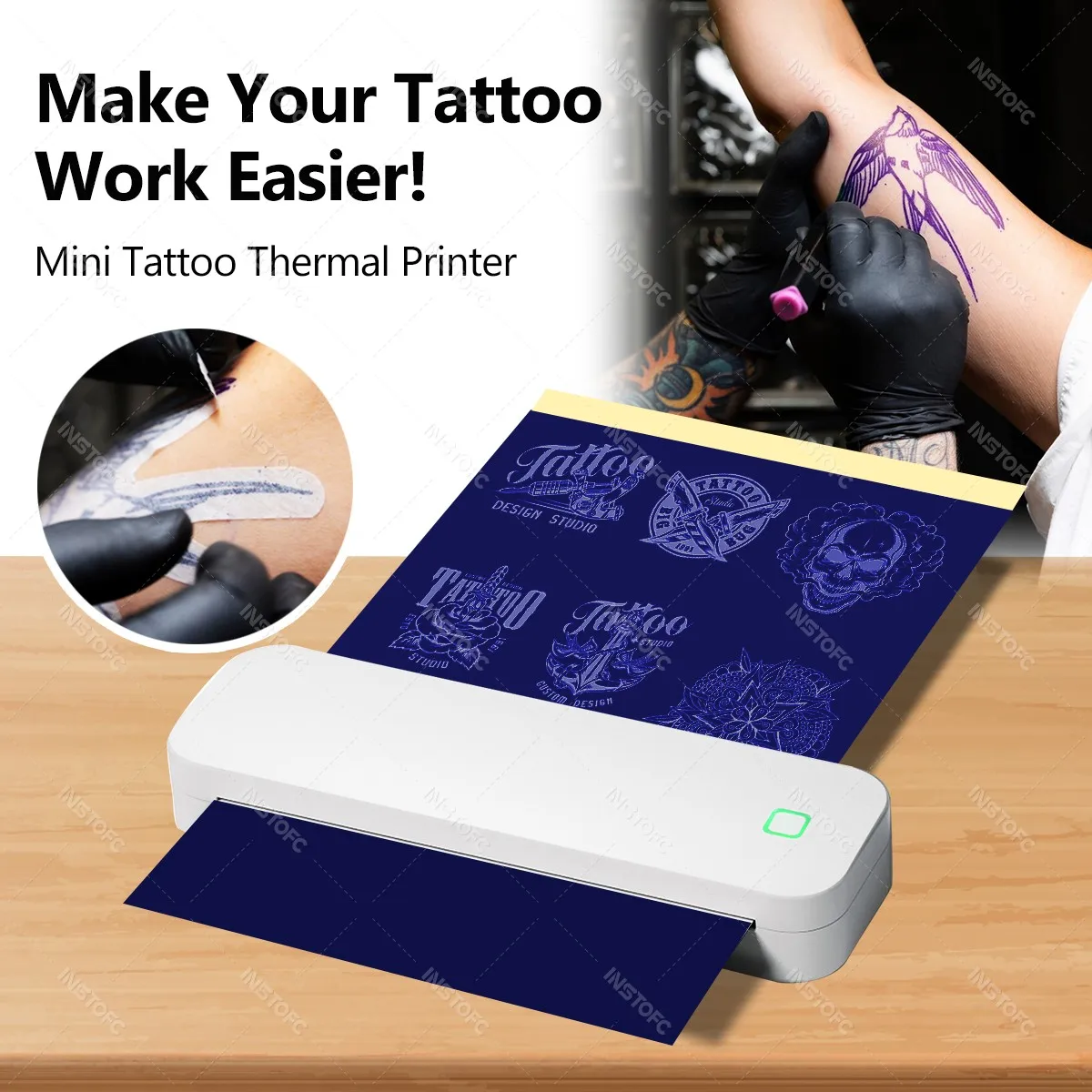 Inkless A4 Portable Thermal Printer Supports A40 Thermal Paper Bluetooth Wireless Mobile Travel Printers for Car & Office Use image 3