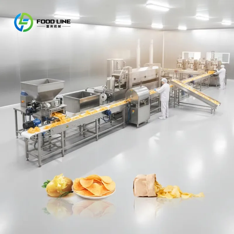 Customized Foctory Direct Industrial Fully Automatic 304 Potato Chips Production Line Chips Making Machine for Crisps Factory