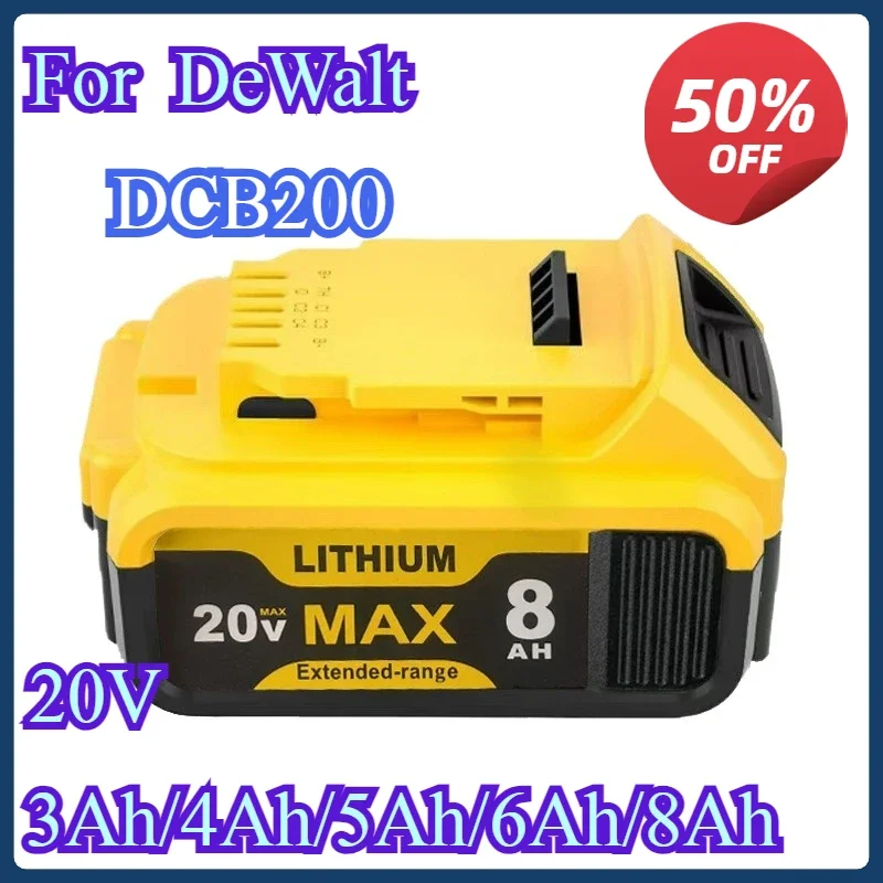 

DCB200 Battery For DeWalt 20V 6.0Ah MAX Rechargeable Lithium Battery Power Tools DCB142 DCD735L2 DCF835C2 DCF835L2