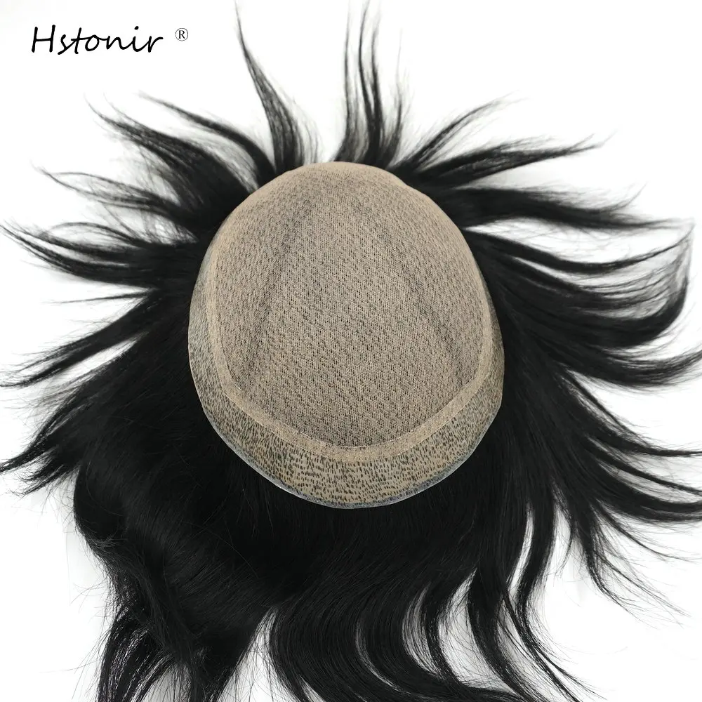 

Hstonir Chinese Remy Hair System Men Part Wig Toupee Human Hair Silk Center With Injection Pu Coated Replacement H054